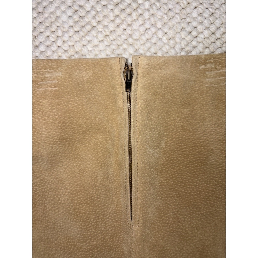 Newport News Suede Leather Pencil Skirt Womens 12 Tan Camel Lined Back Zip - Picture 7 of 9